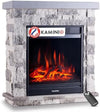 KAMINIO Juan Camino Elettrico da Terra – Effetto Pietra, 2000W, Effetto Fiamme 3D, Telecomando, Beige